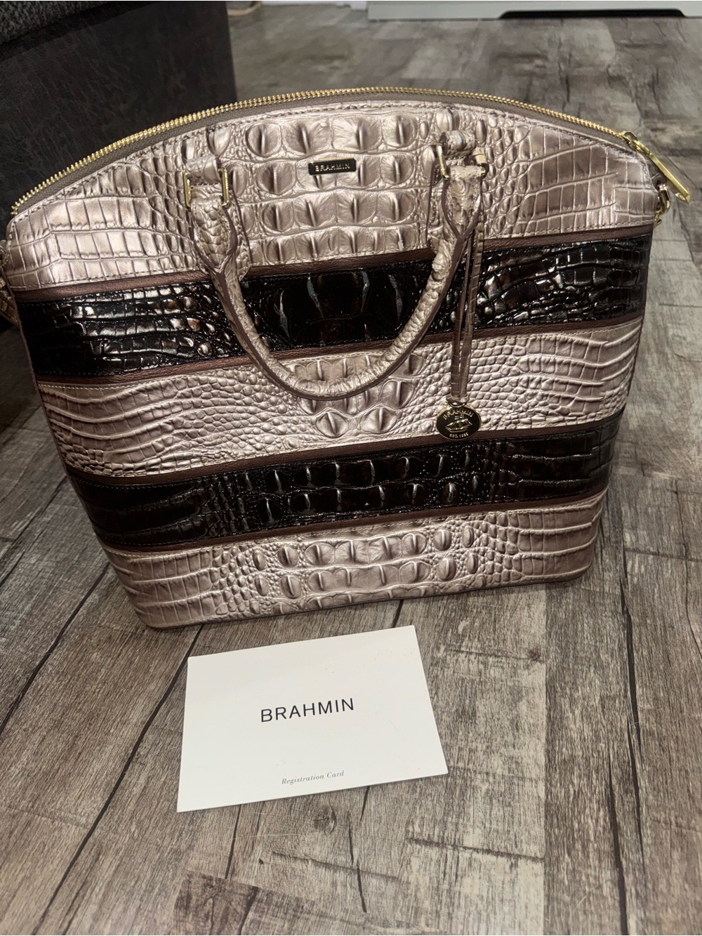 Brahmin Large Duxbury Satchel- Chardonnay Seine